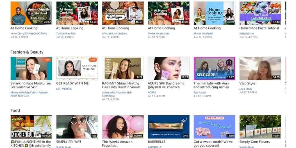 Example Amazon Live Stream Categories - Amazon Influencers Everything You Need To Know - The Source Approach - Amazon Consultant and eCommerce Consultant
