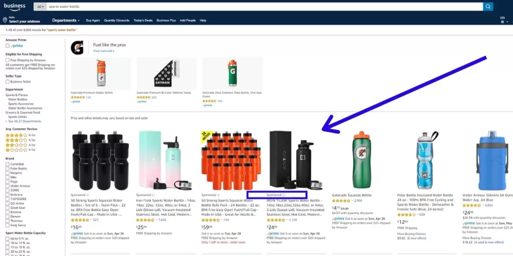 Amazon Sponsored Products Ads Example - Amazon Advertising The Complete Guide - The Source Approach - Amazon Consultant and eCommerce Consultant