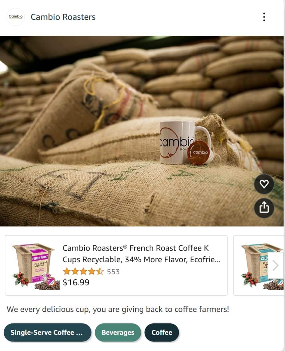 Amazon Posts Example - Cambio Roasters